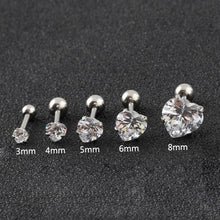Load image into Gallery viewer, Fashion Zircon Stainless Steel Love Earrings Cartilage Ear Stud Crystal Heart Earrings Piercing Jewelry Steel Clear
