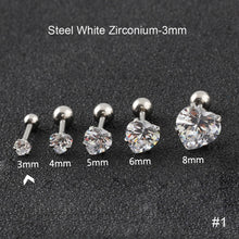 Load image into Gallery viewer, Fashion Zircon Stainless Steel Love Earrings Cartilage Ear Stud Crystal Heart Earrings Piercing Jewelry Steel Clear

