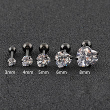 Load image into Gallery viewer, Fashion Zircon Stainless Steel Love Earrings Cartilage Ear Stud Crystal Heart Earrings Piercing Jewelry Steel Clear

