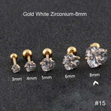 Load image into Gallery viewer, Fashion Zircon Stainless Steel Love Earrings Cartilage Ear Stud Crystal Heart Earrings Piercing Jewelry Steel Clear
