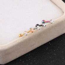 Load image into Gallery viewer, Fashion Zircon Stainless Steel Love Earrings Cartilage Ear Stud Crystal Heart Earrings Piercing Jewelry Steel Clear
