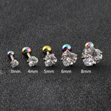 Load image into Gallery viewer, Fashion Zircon Stainless Steel Love Earrings Cartilage Ear Stud Crystal Heart Earrings Piercing Jewelry Steel Clear
