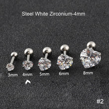 Load image into Gallery viewer, Fashion Zircon Stainless Steel Love Earrings Cartilage Ear Stud Crystal Heart Earrings Piercing Jewelry Steel Clear

