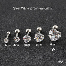 Load image into Gallery viewer, Fashion Zircon Stainless Steel Love Earrings Cartilage Ear Stud Crystal Heart Earrings Piercing Jewelry Steel Clear
