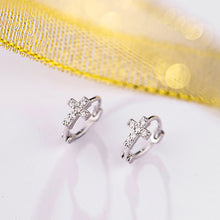 Load image into Gallery viewer, 1 Pair Gold-plated Mini Zircon Hoop Earrings Piercing Ear Clip Cubic Otic Cartilage Earring Stud Women Cross Ear Ornament
