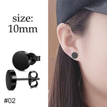 Load image into Gallery viewer, Black Stainless Steel Stud Earrings Simple Fashion Earrings Creative Ear Buckles Accessories Jewelry

