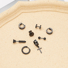 Load image into Gallery viewer, Black Stainless Steel Stud Earrings Simple Fashion Earrings Creative Ear Buckles Accessories Jewelry
