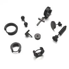 Load image into Gallery viewer, Black Stainless Steel Stud Earrings Simple Fashion Earrings Creative Ear Buckles Accessories Jewelry
