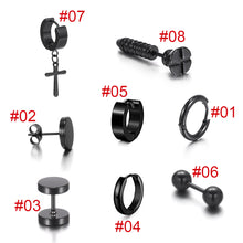 Load image into Gallery viewer, Black Stainless Steel Stud Earrings Simple Fashion Earrings Creative Ear Buckles Accessories Jewelry

