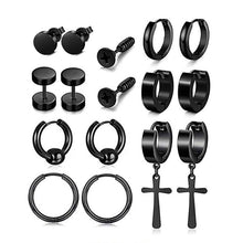 Load image into Gallery viewer, Black Stainless Steel Stud Earrings Simple Fashion Earrings Creative Ear Buckles Accessories Jewelry
