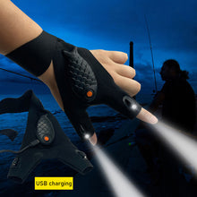 Load image into Gallery viewer, Rechargeable Flashlight Gloves Fingerless Gloves LED Lighting Repair Finger Lamp For Outdoor Night Fishing Camping Hiking Tool
