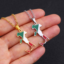 Load image into Gallery viewer, Stainless Steel Enamel Italy Map FLag Pendant Necklace for Women Men Party Birthday Jewelry Gifts
