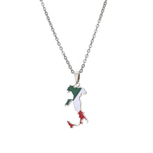 Load image into Gallery viewer, Stainless Steel Enamel Italy Map FLag Pendant Necklace for Women Men Party Birthday Jewelry Gifts
