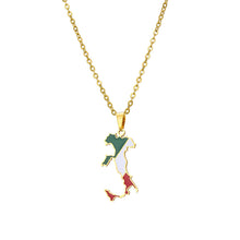 Load image into Gallery viewer, Stainless Steel Enamel Italy Map FLag Pendant Necklace for Women Men Party Birthday Jewelry Gifts
