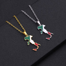Load image into Gallery viewer, Stainless Steel Enamel Italy Map FLag Pendant Necklace for Women Men Party Birthday Jewelry Gifts
