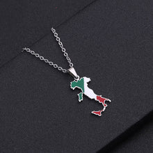Load image into Gallery viewer, Stainless Steel Enamel Italy Map FLag Pendant Necklace for Women Men Party Birthday Jewelry Gifts
