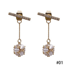 Load image into Gallery viewer, Korea Women S925 Silver Needl Rhinestone Long Tassel Earrings Ear Stud
