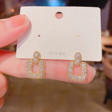 Load image into Gallery viewer, Korea Women Square Rhinestone Earrings Diamond Earring S925 Silver Needle
