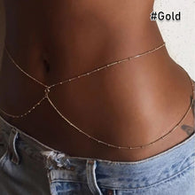 Load image into Gallery viewer, Fashion Sexy Imitation Rhinestone Metal Chain Waist Chain Women Summer Beach Body Chain Boho Beach Waist Chain Jewelry
