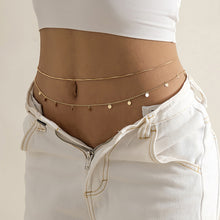 Load image into Gallery viewer, Fashionable Sweet Cool Alloy Double Layer Thin Chain Waist Chain Versatile Tassel Chain Sequin Female Women Sexy Body Chain
