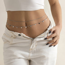 Load image into Gallery viewer, Fashionable Sweet Cool Alloy Double Layer Thin Chain Waist Chain Versatile Tassel Chain Sequin Female Women Sexy Body Chain
