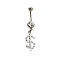 Load image into Gallery viewer, Creative Dollar Letter Belly Button Ring Non-porous Body Piercing Jewelry Zircon Fashion Women Body Sexy Accessories
