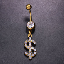 Load image into Gallery viewer, Creative Dollar Letter Belly Button Ring Non-porous Body Piercing Jewelry Zircon Fashion Women Body Sexy Accessories
