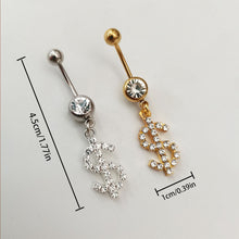Load image into Gallery viewer, Creative Dollar Letter Belly Button Ring Non-porous Body Piercing Jewelry Zircon Fashion Women Body Sexy Accessories
