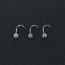 Load image into Gallery viewer, 3pcs/set Stainless Steel Zircon Nose Stud Star Right Angle Titanium Steel Nose Set Piercing Jewelry Women Men Body Accessories
