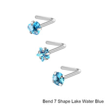 Load image into Gallery viewer, 3pcs/set Stainless Steel Zircon Nose Stud Star Right Angle Titanium Steel Nose Set Piercing Jewelry Women Men Body Accessories
