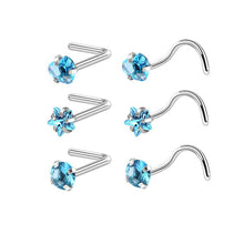 Load image into Gallery viewer, 3pcs/set Stainless Steel Zircon Nose Stud Star Right Angle Titanium Steel Nose Set Piercing Jewelry Women Men Body Accessories
