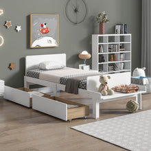 Load image into Gallery viewer, Twin Bed with Footboard Bench,2 drawers,White
