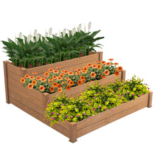 Load image into Gallery viewer, 48.6 x 48.6 x 21in Raised Garden Bed Horticulture Outdoor Elevated Flower Box Tiered Garden Bed Wooden Vegetables  Brown

