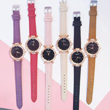 Load image into Gallery viewer, Luxury Women Watch Starry Sky Dial Leather Band Quartz Watch Wrist Watches Bracelet Set
