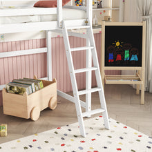 Load image into Gallery viewer, Twin Size High Loft Bed with inclined Ladder, Guardrails,White

