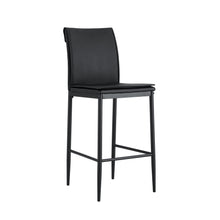 Load image into Gallery viewer, Black Leather Barstool Dining Counter Height Chair Set of 2
