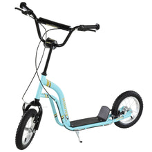 Load image into Gallery viewer, Youth Scooter Front and Rear Caliper Dual Brakes 12-Inch Inflatable Front Wheel Ride On Toy For Age 5+, Blue
