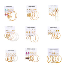 Load image into Gallery viewer, Fashion Simple Geometric Metal Earrings Set Butterfly Pearl Earrings Jewelry Accessories for Women

