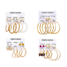 Load image into Gallery viewer, Fashion Simple Geometric Metal Earrings Set Butterfly Pearl Earrings Jewelry Accessories for Women
