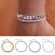 Load image into Gallery viewer, Fashion Rhinestone Chain Women's Anklets Silver Gold Chain Luxury Double-deck Leg Ankle Chain Accessories Wedding Party Jewelry
