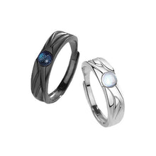 Load image into Gallery viewer, Fashion Retro Coloured Glaze Moonstone Couple Ring Angel and Demon Black White Couple Ring Adjustable Ring Jewelry Gift
