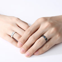 Load image into Gallery viewer, Fashion Retro Coloured Glaze Moonstone Couple Ring Angel and Demon Black White Couple Ring Adjustable Ring Jewelry Gift
