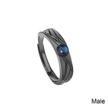 Load image into Gallery viewer, Fashion Retro Coloured Glaze Moonstone Couple Ring Angel and Demon Black White Couple Ring Adjustable Ring Jewelry Gift

