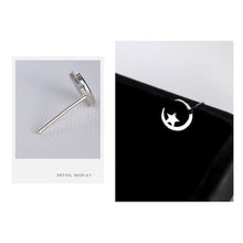Load image into Gallery viewer, Asymmetric Star Earrings Temperamental Silver Star Half-circle Hollow Ear Studs Stylish Earrings Jewelry for Women
