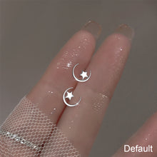 Load image into Gallery viewer, Asymmetric Star Earrings Temperamental Silver Star Half-circle Hollow Ear Studs Stylish Earrings Jewelry for Women

