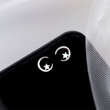 Load image into Gallery viewer, Asymmetric Star Earrings Temperamental Silver Star Half-circle Hollow Ear Studs Stylish Earrings Jewelry for Women
