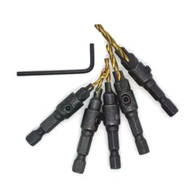 Load image into Gallery viewer, 4/5Pcs Countersink Drill Bit Set Woodworking Carpenter Tools Drilling Pilot Holes for Screw Sizes #5 #6 #8 #10 #12
