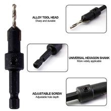 Load image into Gallery viewer, 4/5Pcs Countersink Drill Bit Set Woodworking Carpenter Tools Drilling Pilot Holes for Screw Sizes #5 #6 #8 #10 #12
