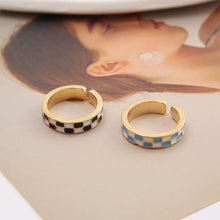 Load image into Gallery viewer, Retro Niche Checkerboard Ring Opening Adjustable Alloy Ring Simple Jewelry Accessory for Women
