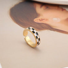 Load image into Gallery viewer, Retro Niche Checkerboard Ring Opening Adjustable Alloy Ring Simple Jewelry Accessory for Women
